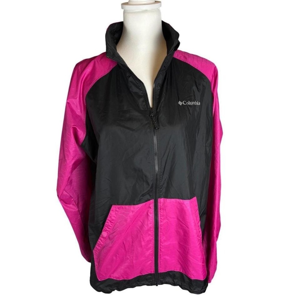 Atleisure Columbia Sportswear Women's Windbreaker Jacket Black Pink Mesh Lined L